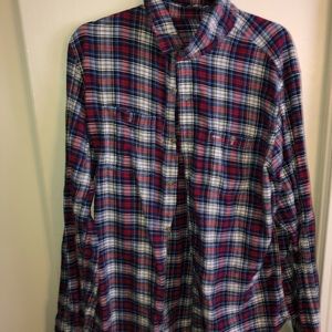 Red and blue plaid button down